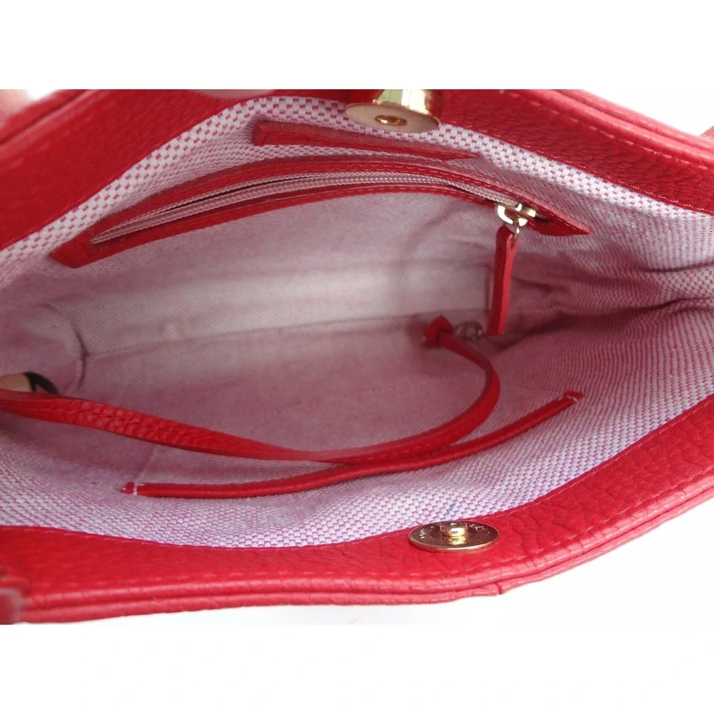 Dooney & Bourke Red Pebbled Leather Crossbody Bag with‎ Contrast Stitching
